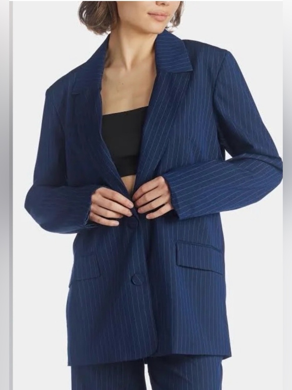 Bardot Navy Pinstripe Blazer